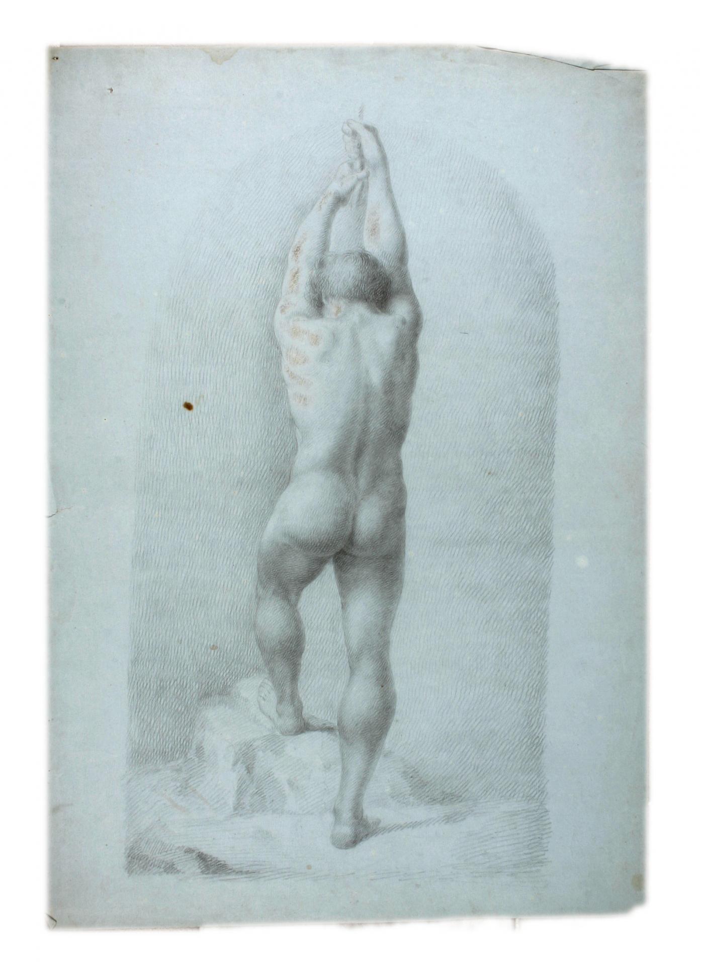 Desnudo masculino sujetando una cuerda