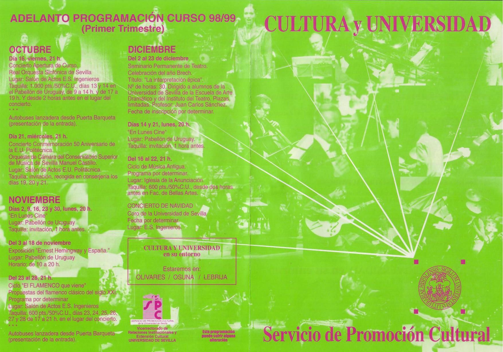 Folleto Servicio de Promoción Cultural. Universidad de Sevilla