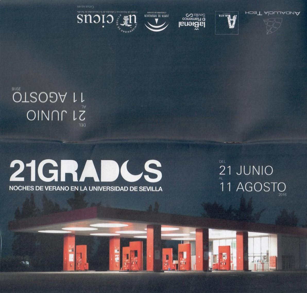 Folleto con la programación de 21 GRADOS, Noches de verano en la Universidad de Sevilla