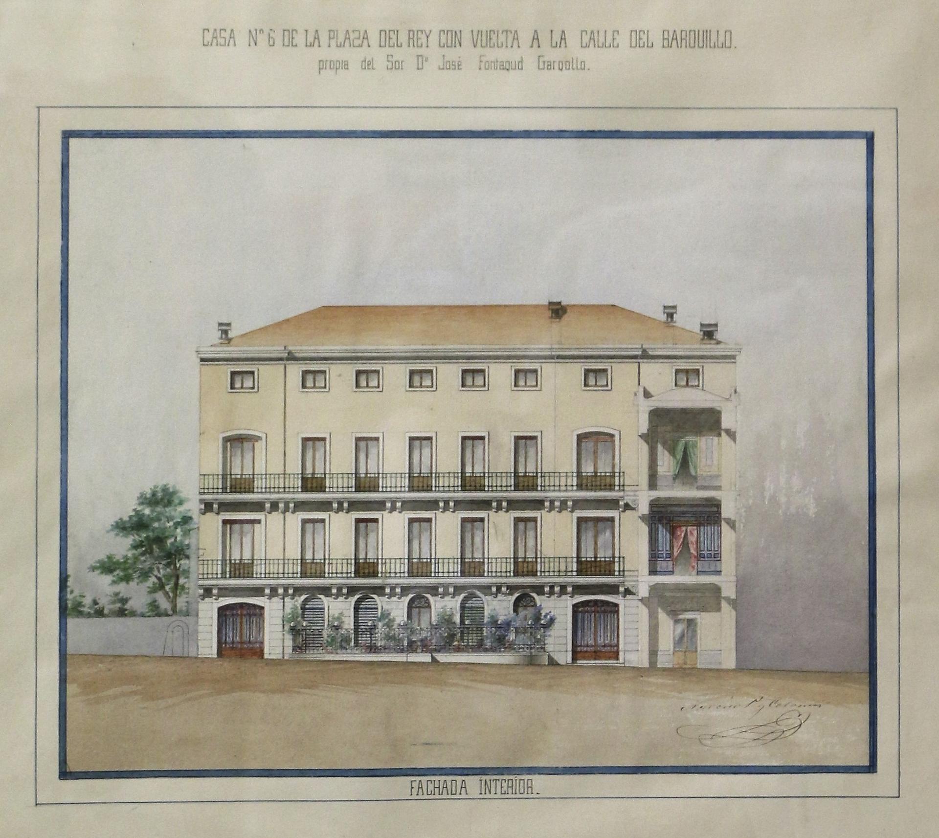 Casa nº6 de la Plaza del Rey con vuelta a Barquillo (Fachada Interior)